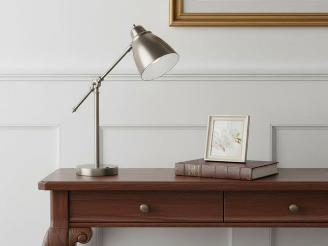Brushed Silver LED Adjustable Desk Lamp
