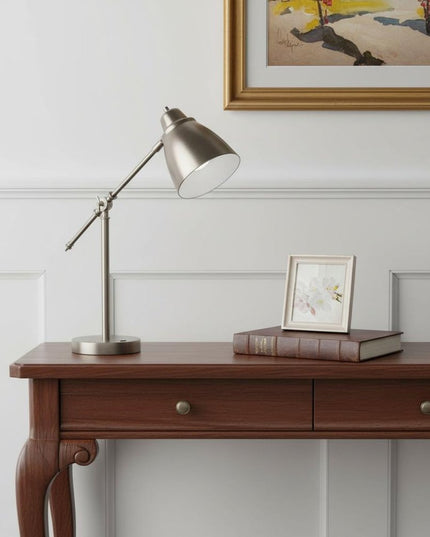 Brushed Silver LED Adjustable Desk Lamp
