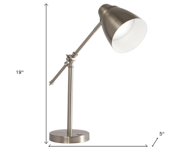 Brushed Silver LED Adjustable Desk Lamp