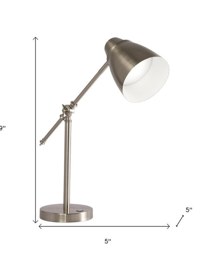 Brushed Silver LED Adjustable Desk Lamp