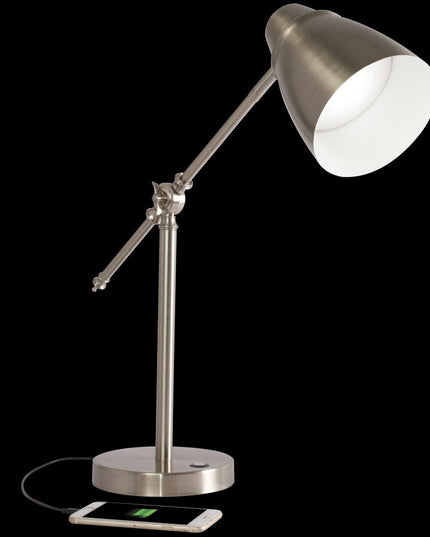 Brushed Silver LED Adjustable Desk Lamp
