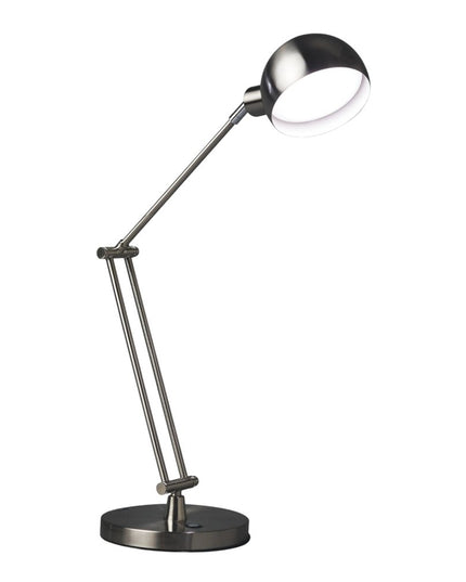 18" Nickel Metal Adjustable Swing Arm LED Desk Lamp With USB