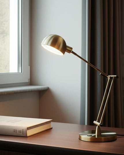 18" Antiqued Bronze Adjustable Swing Arm Desk Lamp USB With Antiqued Bronze Shade