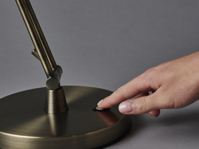 18" Antiqued Bronze Adjustable Swing Arm Desk Lamp USB With Antiqued Bronze Shade