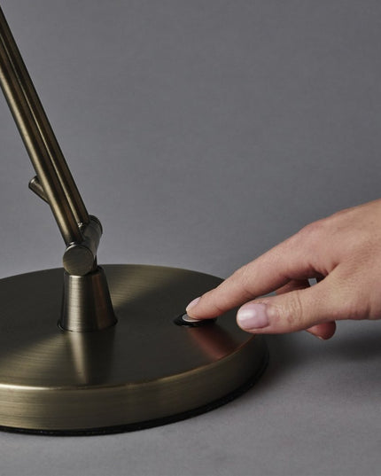 18" Antiqued Bronze Adjustable Swing Arm Desk Lamp USB With Antiqued Bronze Shade