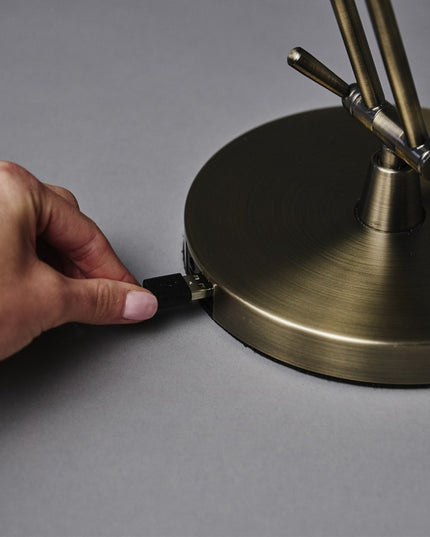 18" Antiqued Bronze Adjustable Swing Arm Desk Lamp USB With Antiqued Bronze Shade