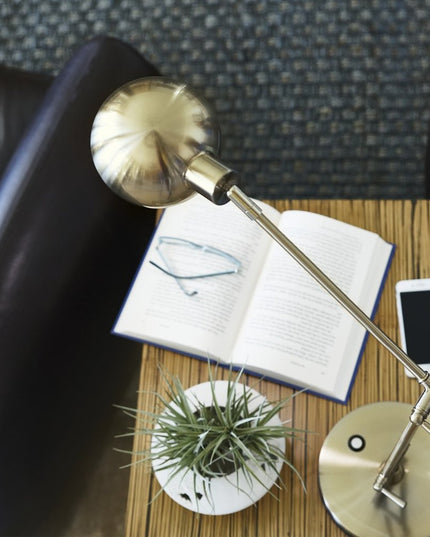 18" Antiqued Bronze Adjustable Swing Arm Desk Lamp USB With Antiqued Bronze Shade