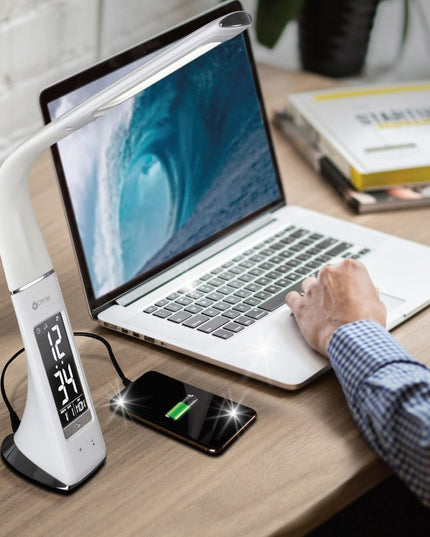 Contemporary White Sanitizing LED Desk Lamp