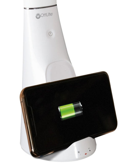 Contemporary White Sanitizing and Charging LED Desk Lamp