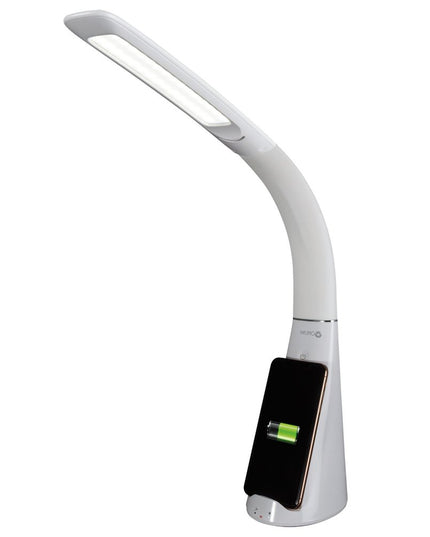 Contemporary White Sanitizing and Charging LED Desk Lamp