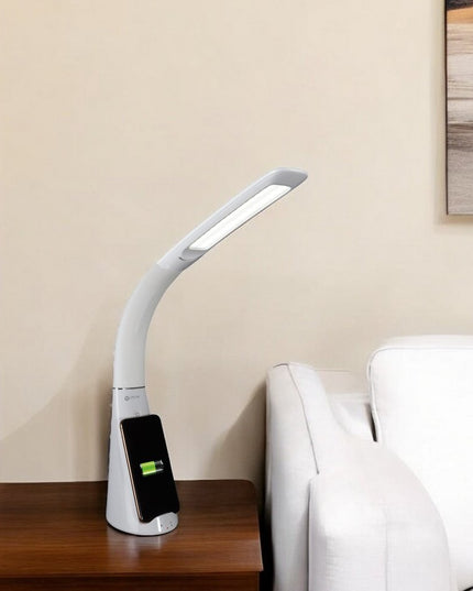 Contemporary White Sanitizing and Charging LED Desk Lamp