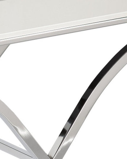 42" Silver Mirrored Glass Cross Leg Console Table