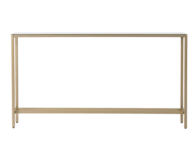 56" Silver and Gold Mirrored Glass Console Table