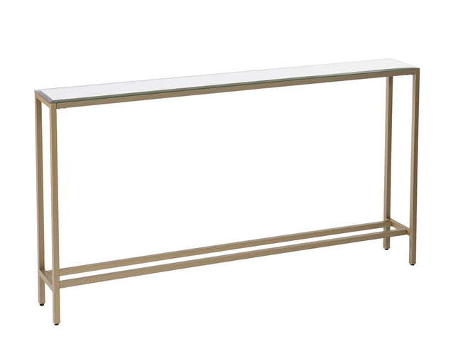56" Silver and Gold Mirrored Glass Console Table