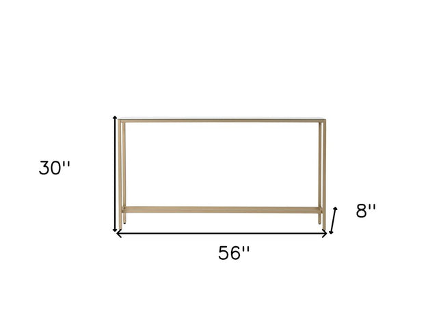 56" Silver and Gold Mirrored Glass Console Table