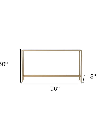 56" Silver and Gold Mirrored Glass Console Table