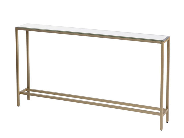 56" Silver and Gold Mirrored Glass Console Table