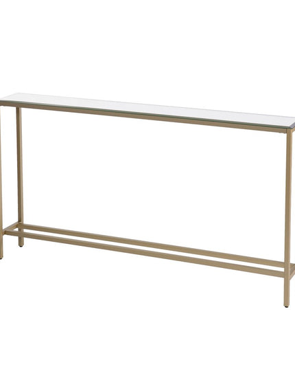 56" Silver and Gold Mirrored Glass Console Table
