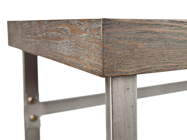 46" Gray Brown and Silver Distressed Sled Console Table