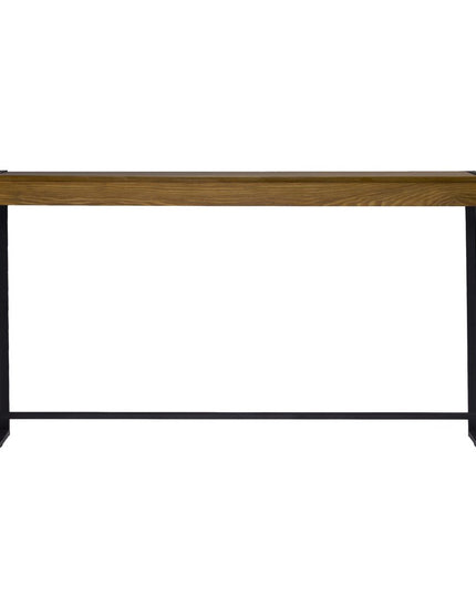54" Gray Brown and Black Distressed Sled Console Table