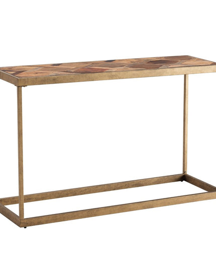 48" Natural and Brass Reclaimed Wood Frame Console Table