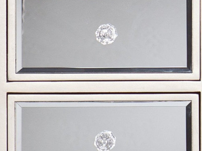 43" Silver Mirrored Glass Console Table And Drawers