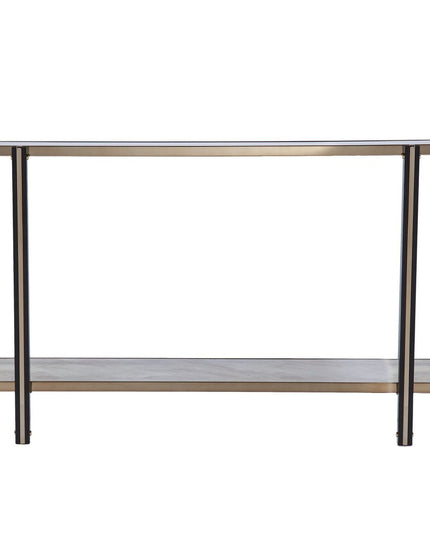 50" Smoky Black and Champagne Mirrored Glass Console Table With Shelf