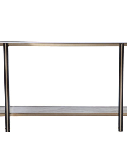 50" Smoky Black and Champagne Mirrored Glass Console Table With Shelf