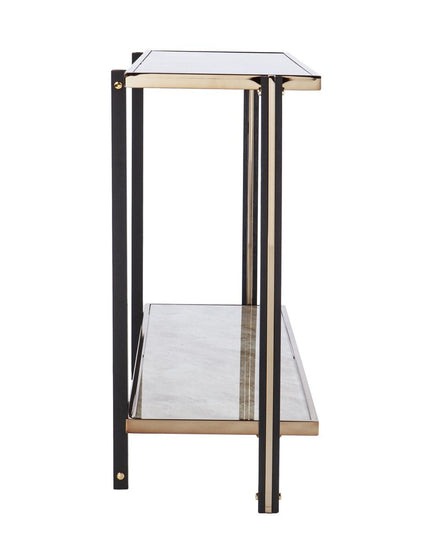 50" Smoky Black and Champagne Mirrored Glass Console Table With Shelf