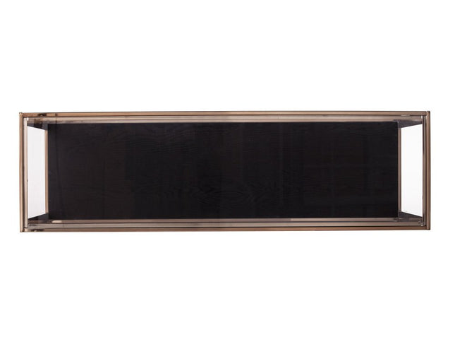 48" Clear Black and Champagne Glass Floor Shelf Console Table With Shelf