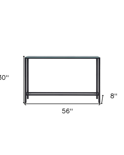 56" Black Mirrored Glass Console Table