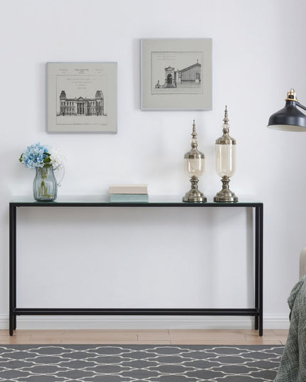 56" Black Mirrored Glass Console Table