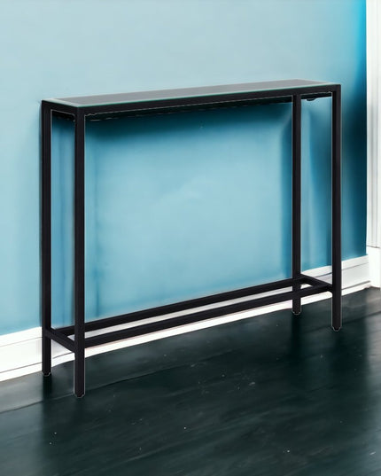 36" Black Mirrored Glass Console Table