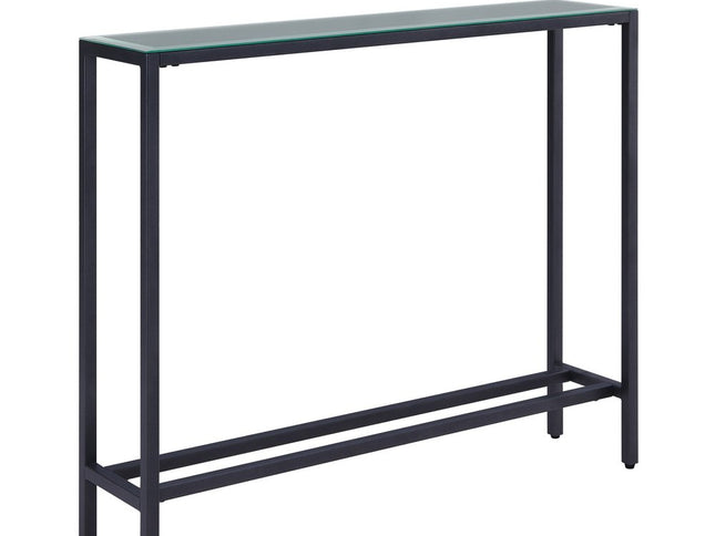 36" Black and Gunmetal Mirrored Glass Console Table