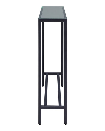 36" Black and Gunmetal Mirrored Glass Console Table