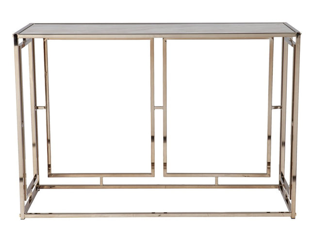 44" Champagne and Gold Faux Marble Frame Console Table