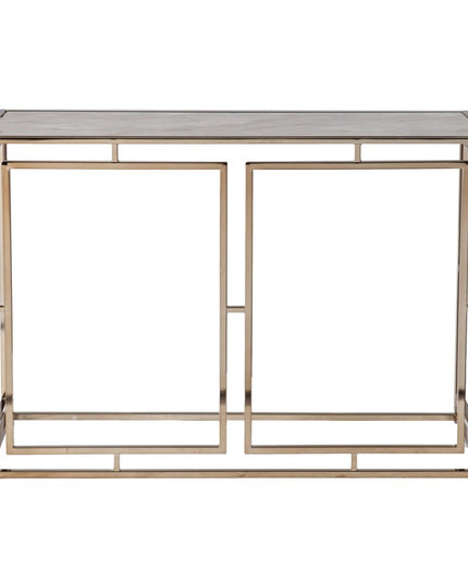 44" Champagne and Gold Faux Marble Frame Console Table