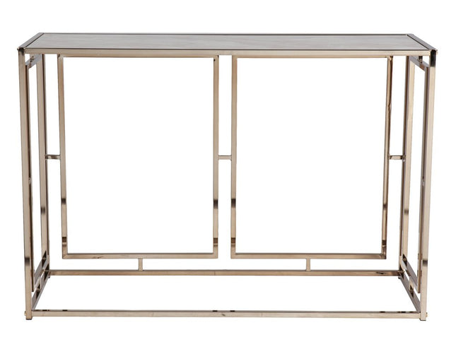 44" Champagne and Gold Faux Marble Frame Console Table