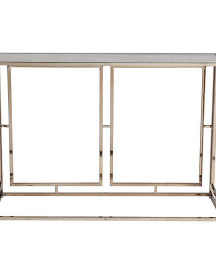 44" Champagne and Gold Faux Marble Frame Console Table