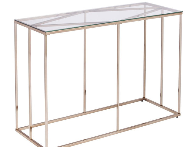 42" Clear and Gold Glass Frame Console Table