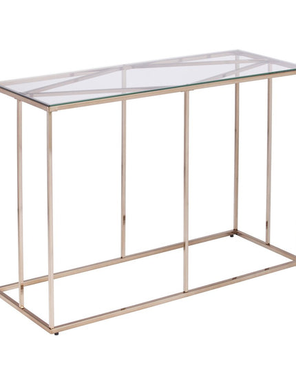 42" Clear and Gold Glass Frame Console Table