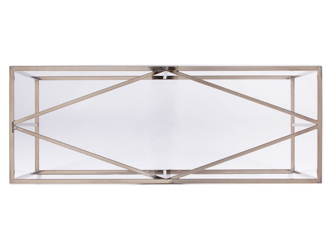 42" Clear and Gold Glass Frame Console Table