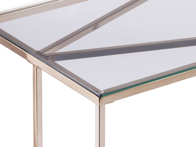 42" Clear and Gold Glass Frame Console Table