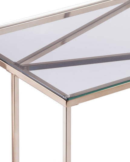 42" Clear and Gold Glass Frame Console Table