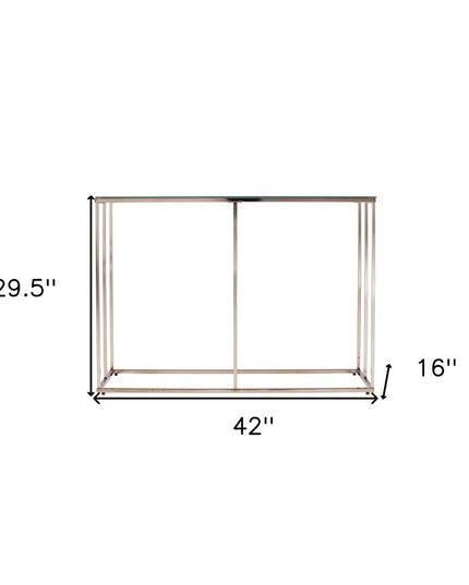 42" Clear and Gold Glass Frame Console Table