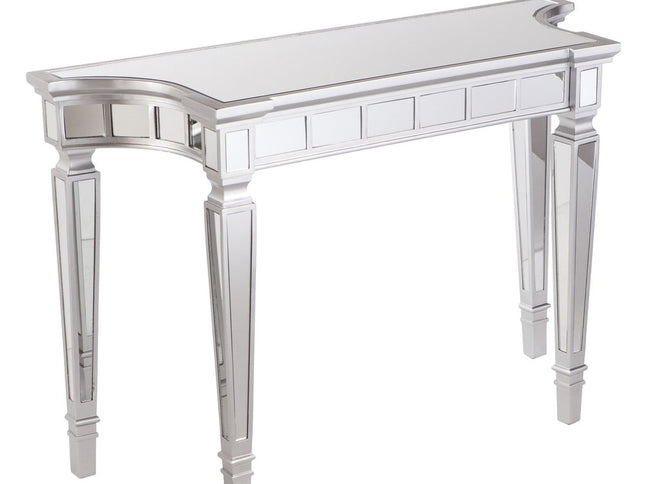 45" Silver Mirrored Glass Free Form Console Table