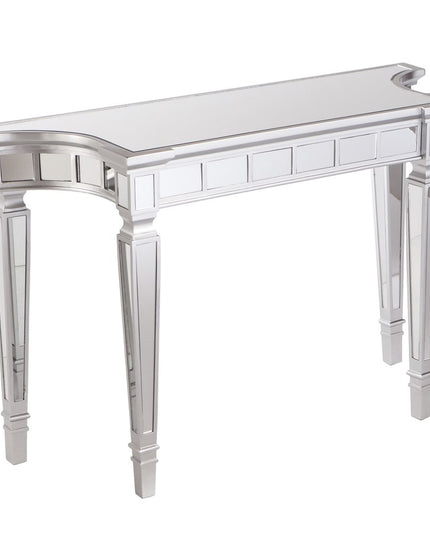 45" Silver Mirrored Glass Free Form Console Table