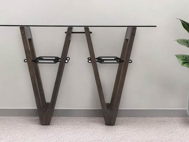 46" Clear and Gray Brown Glass Abstract Console Table