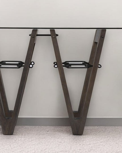 46" Clear and Gray Brown Glass Abstract Console Table
