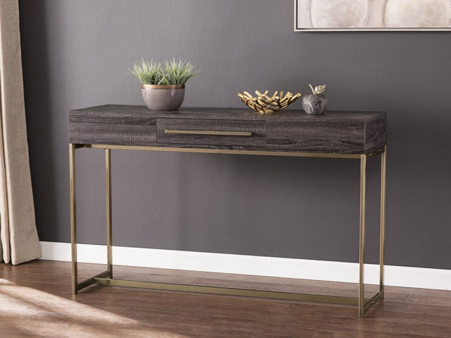 48" Gray and Gold Frame Console Table And Drawers